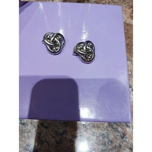 Vintage Alice Women's Silver Tone Classic Knot Clip On Earrings